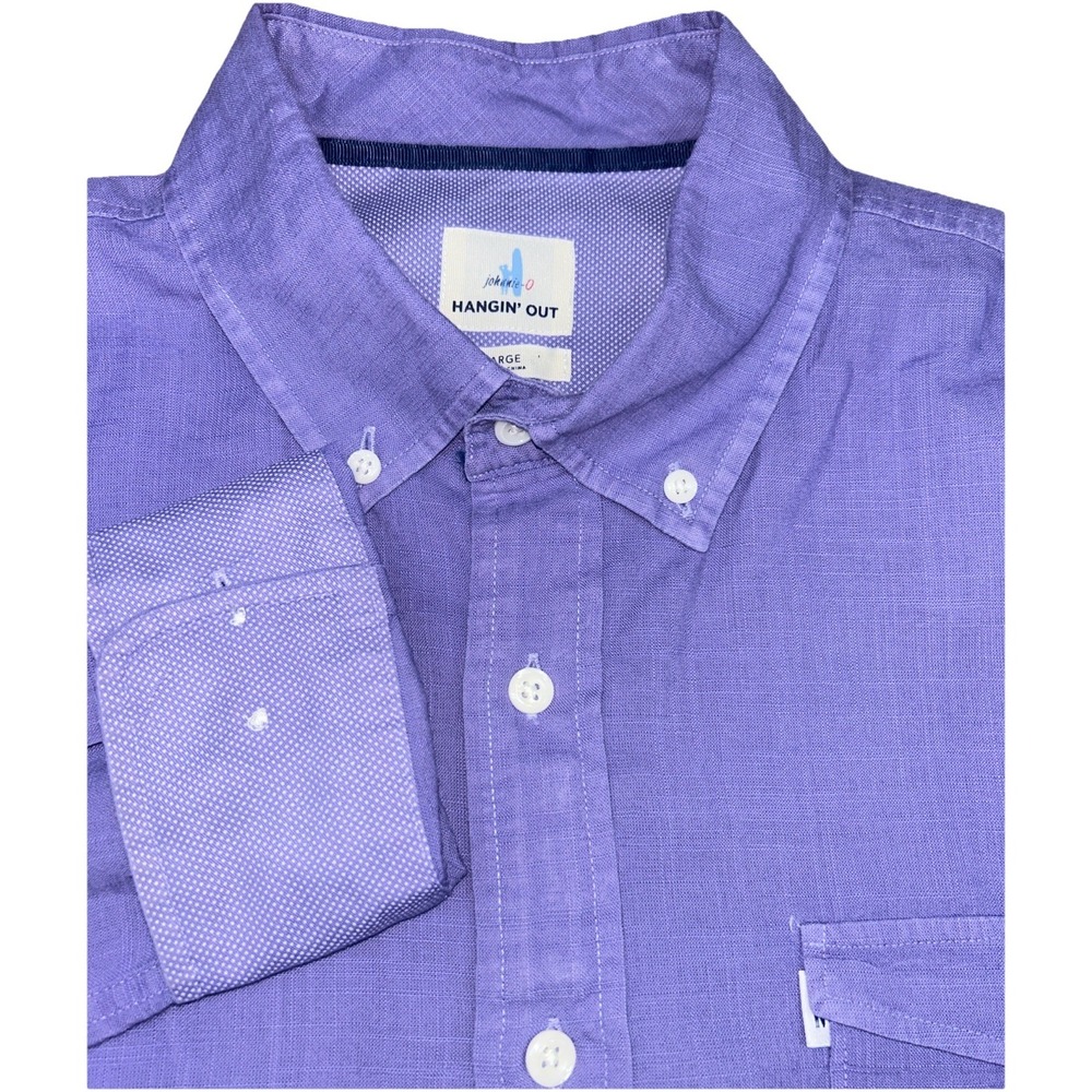 Johnnie-O Hangin Out Long Sleeve Button Down Flip Cuff Lilac Mens Large, THIN
